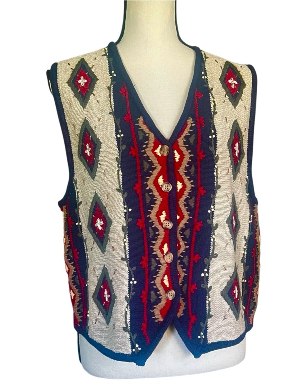 Southwest Vintage hand embroidered Christopher and banks sweater vest. SZ.M.
